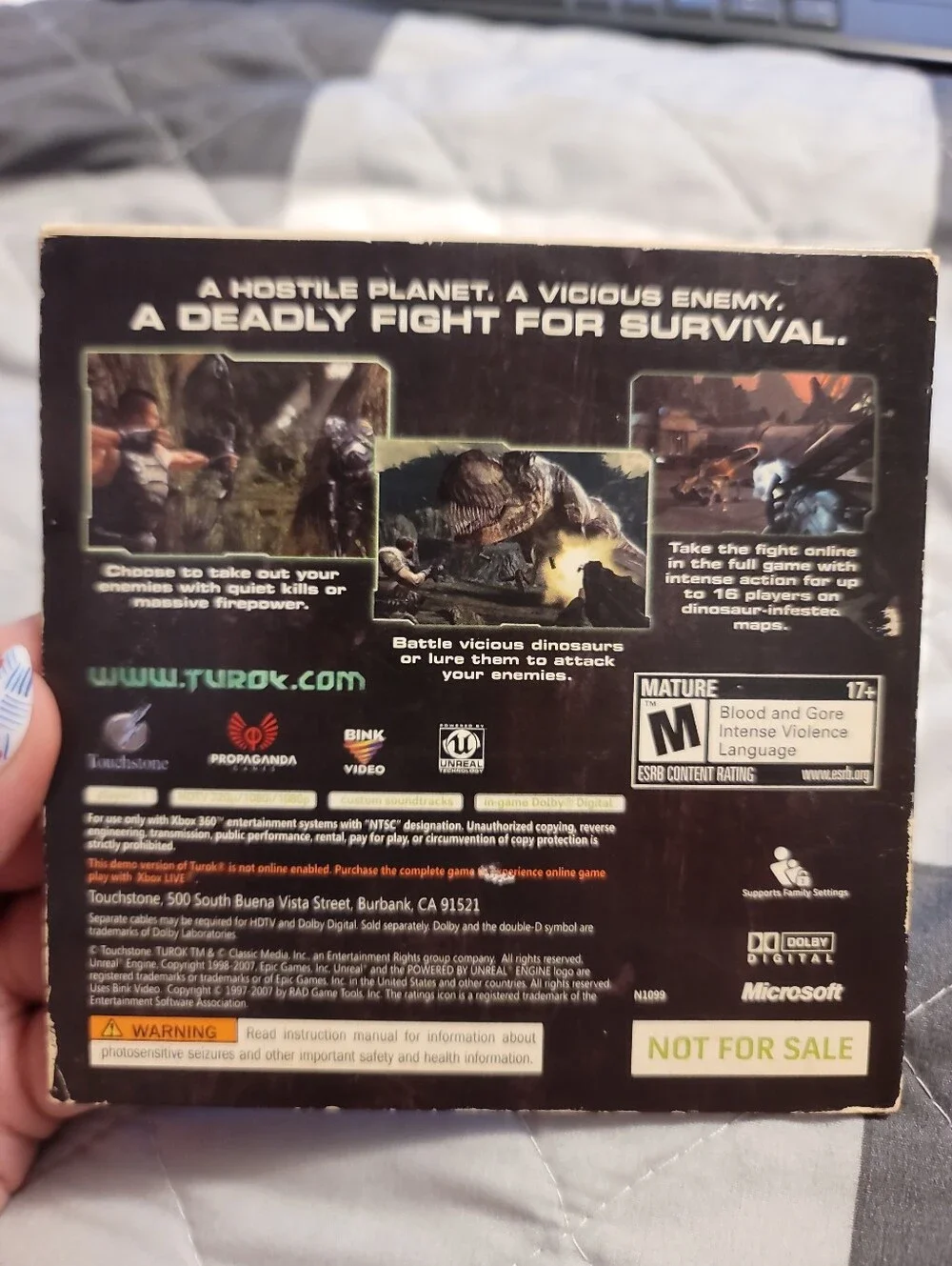 Turok Xbox 360 Demo Disc Not For Resale RARE